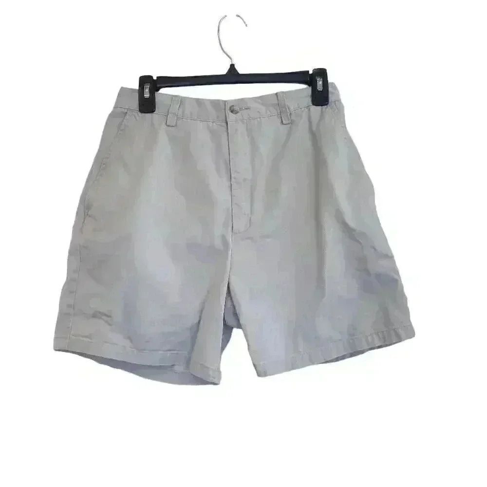 Eddie Bauer Women's Light Stone Gray Cotton Flat Front Shorts